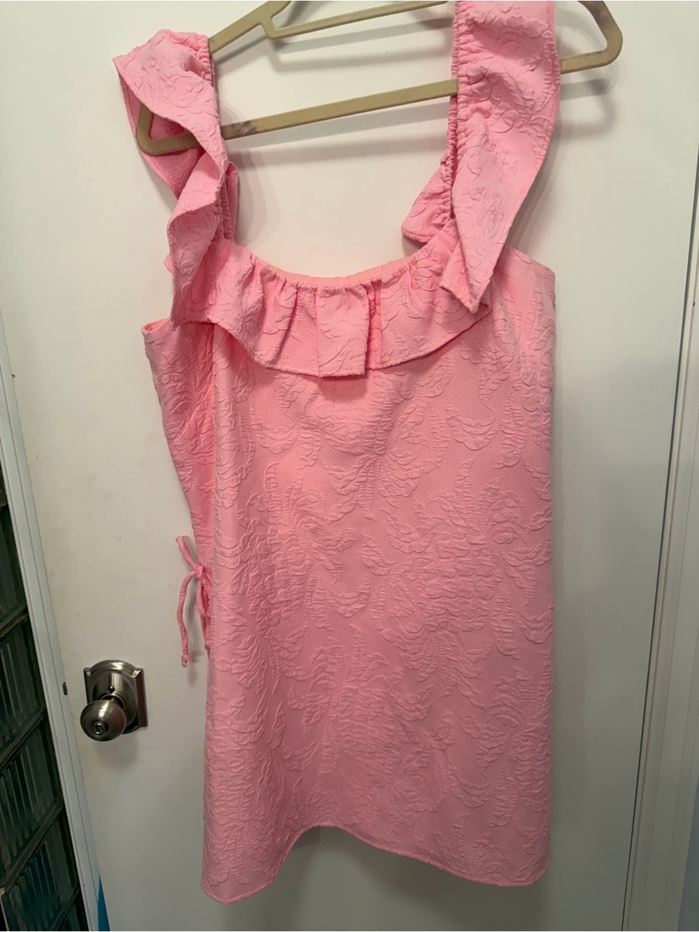 Lilly Pulitzer Pink Ruffle-Shoulder Textured Sundress